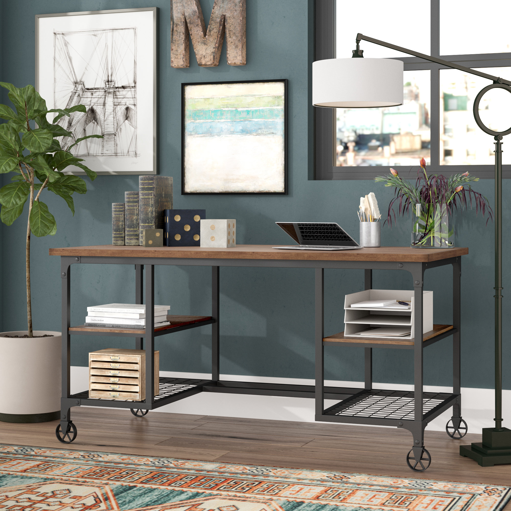 17 Stories Malonne Solid Wood Desk Reviews Wayfair